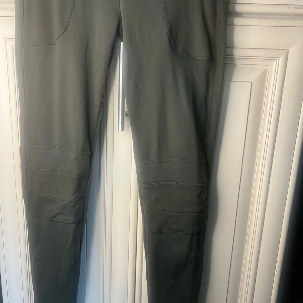 David Lerner Women’s Olive Green Mid Rise Nylon Spandex Leggings Size S